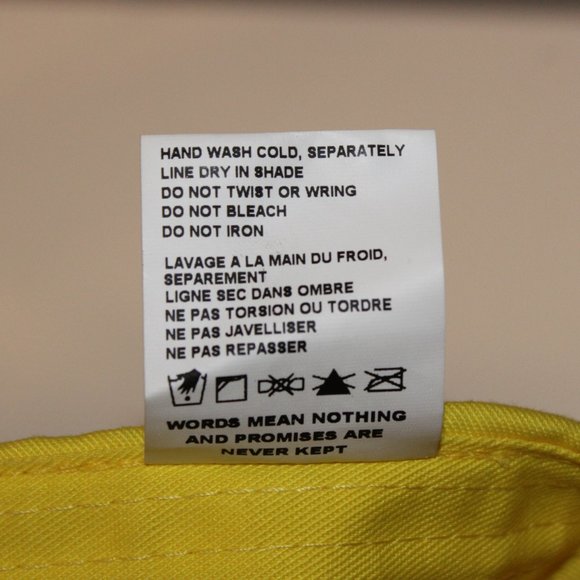 Bright Yellow Broken Promises Dad Hat with Embroidered B&W Checkered Scorpion - Picture 5 of 5